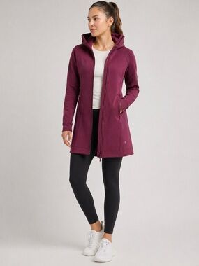 Lululemon Plum Hooded Long Jacket Athletic Zip-Up Coat Size 8